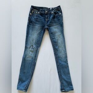 Vintage Miss Me Distressed Skinny Jeans 27 Y2K Grunge DIY Denim